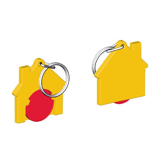 Portachiavi per carrello a forma di casa Giallo / Rosso - personalizzabile con logo