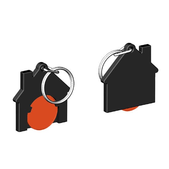 Portachiavi per carrello a forma di casa Nero / Arancione - personalizzabile con logo