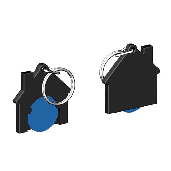 Portachiavi per carrello a forma di casa Nero / Blu - personalizzabile con logo