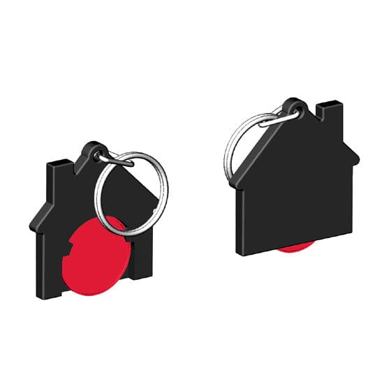 Portachiavi per carrello a forma di casa Nero / Rosso - personalizzabile con logo