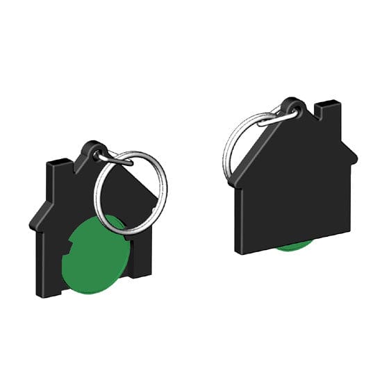 Portachiavi per carrello a forma di casa Nero / Verde - personalizzabile con logo