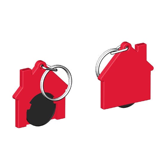Portachiavi per carrello a forma di casa Rosso / Nero - personalizzabile con logo