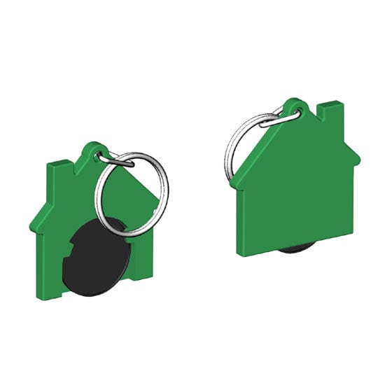Portachiavi per carrello a forma di casa Verde / Nero - personalizzabile con logo