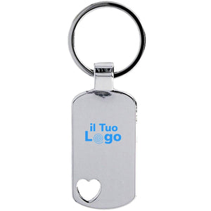 Portachiavi rettangolare/cuore color argento - personalizzabile con logo