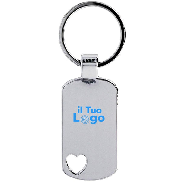 Portachiavi rettangolare/cuore color argento - personalizzabile con logo