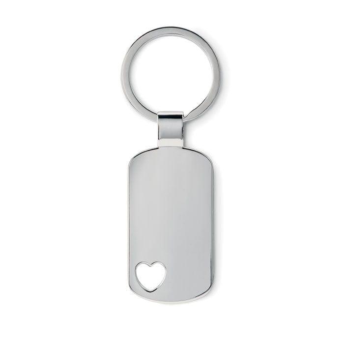 Portachiavi rettangolare/cuore color argento - personalizzabile con logo