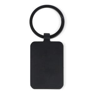 Portachiavi rettangolare  in bambù e metallo Nero - personalizzabile con logo