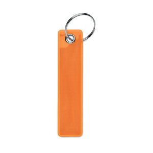 Portachiavi riflettente in PVC arancione - personalizzabile con logo