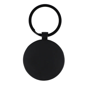 Portachiavi rotondo in bambù e metallo Nero - personalizzabile con logo