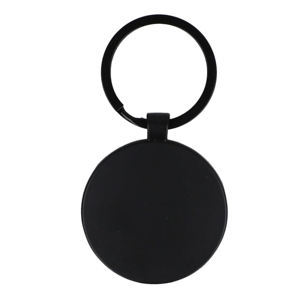 Portachiavi rotondo in bambù e metallo Nero - personalizzabile con logo