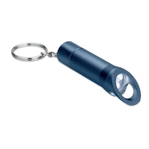 Portachiavi , torcia in metallo blu navy - personalizzabile con logo