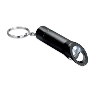 Portachiavi , torcia in metallo Nero - personalizzabile con logo