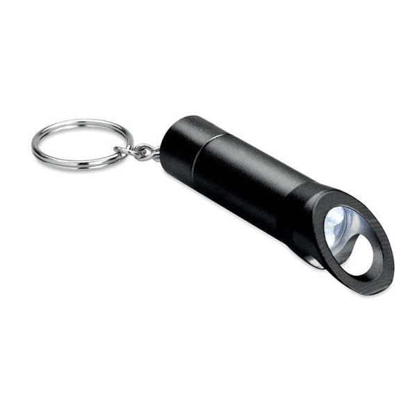 Portachiavi , torcia in metallo Nero - personalizzabile con logo