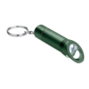 Portachiavi , torcia in metallo verde - personalizzabile con logo