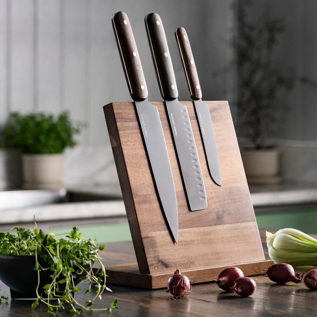 Portacoltelli Magnetico IZMIR 38 Cm - Legno Di Ulivo E Resina, Unico, Elegante, Per Parete
