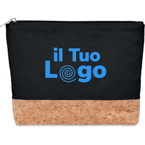 Portacosmetici in sughero - personalizzabile con logo - nero