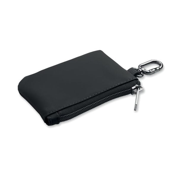 Portafoglio portachiavi in PU Nero - personalizzabile con logo