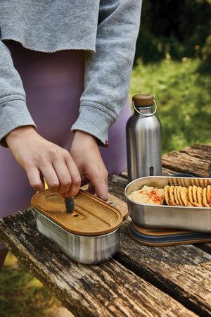 Portapranzo doppio Bento Black+Blum in acciaio grigio - personalizzabile con logo