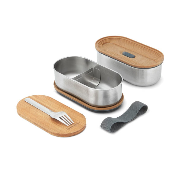 Portapranzo doppio Bento Black+Blum in acciaio grigio - personalizzabile con logo