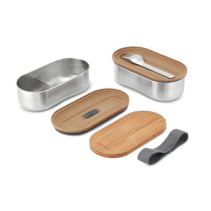 Portapranzo doppio Bento Black+Blum in acciaio grigio - personalizzabile con logo