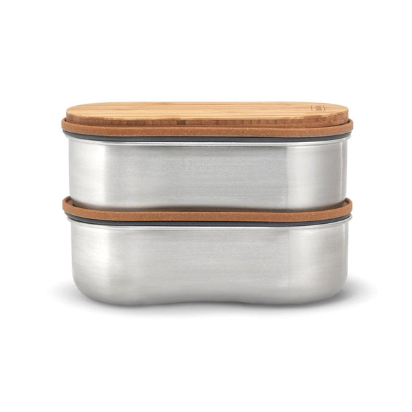 Portapranzo doppio Bento Black+Blum in acciaio grigio - personalizzabile con logo