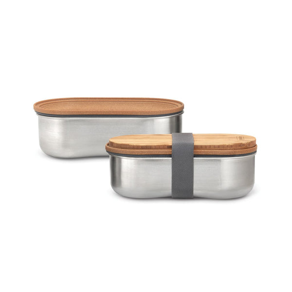 Portapranzo doppio Bento Black+Blum in acciaio grigio - personalizzabile con logo