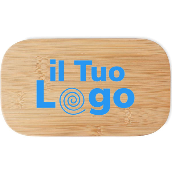 Portapranzo in bamboo. 1000ml beige - personalizzabile con logo