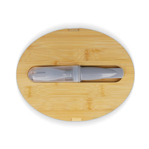 Portapranzo R-PP e bambù con posate - 1L Grigio - personalizzabile con logo