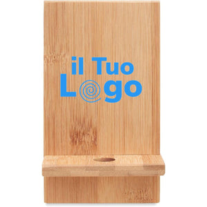 Portatelefono in bamboo beige - personalizzabile con logo