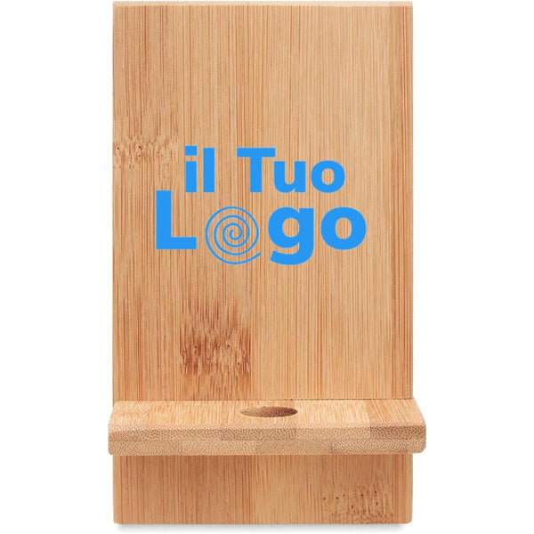Portatelefono in bamboo beige - personalizzabile con logo