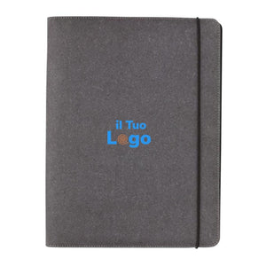 Portfolio A4 in pelle riciclata grigio - personalizzabile con logo