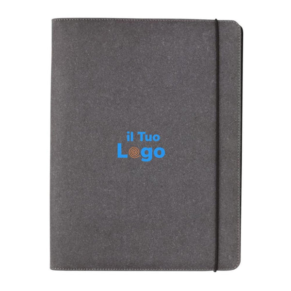 Portfolio A4 in pelle riciclata grigio - personalizzabile con logo
