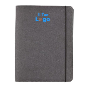 Portfolio A4 in pelle riciclata grigio - personalizzabile con logo