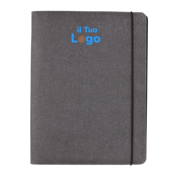 Portfolio A4 in pelle riciclata grigio - personalizzabile con logo