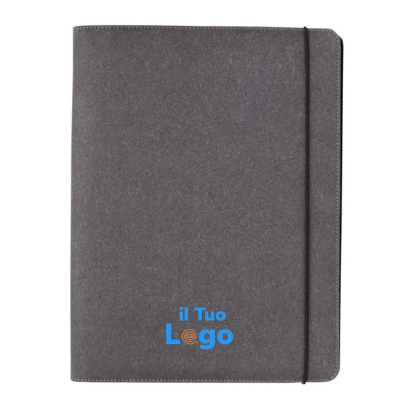 Portfolio A4 in pelle riciclata grigio - personalizzabile con logo
