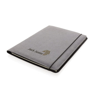 Portfolio A4 in pelle riciclata grigio - personalizzabile con logo