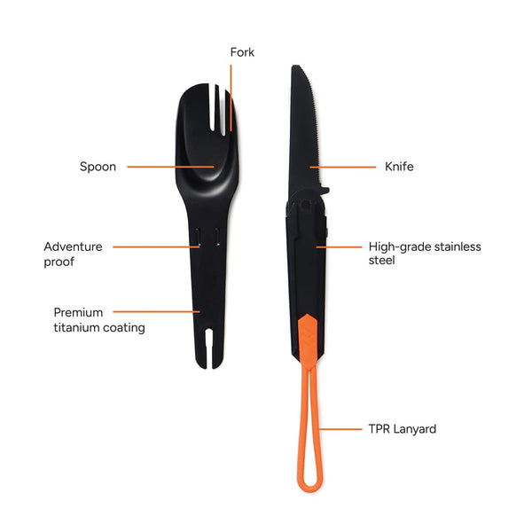 Posate outdoor Nordic Drift Trail 4 in 1 nero - personalizzabile con logo