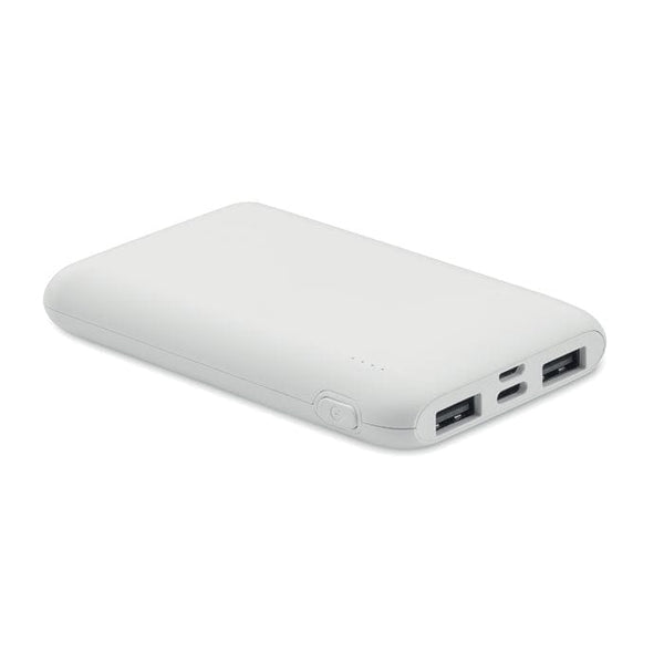 Power bank 5000 mAh in ABS Bianco - personalizzabile con logo