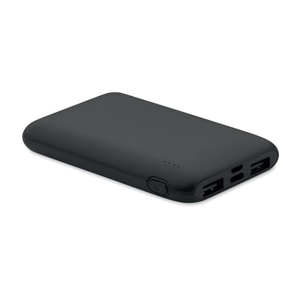 Power bank 5000 mAh in ABS Nero - personalizzabile con logo