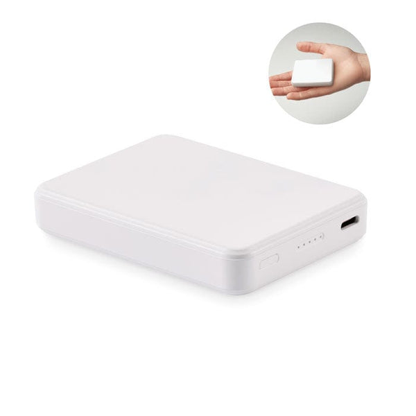 Power bank da 5000 mAh compact Bianco - personalizzabile con logo