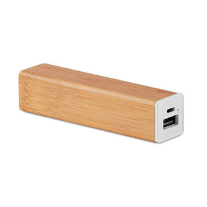 Power bank in bamboo beige - personalizzabile con logo