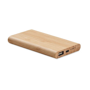 Power bank in bamboo da 4000mAh beige - personalizzabile con logo