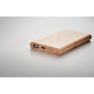 Power bank in bamboo da 4000mAh beige - personalizzabile con logo