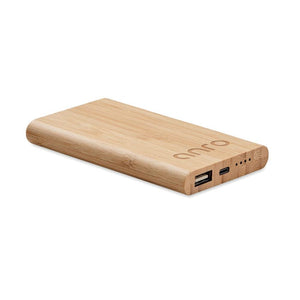 Power bank in bamboo da 4000mAh beige - personalizzabile con logo