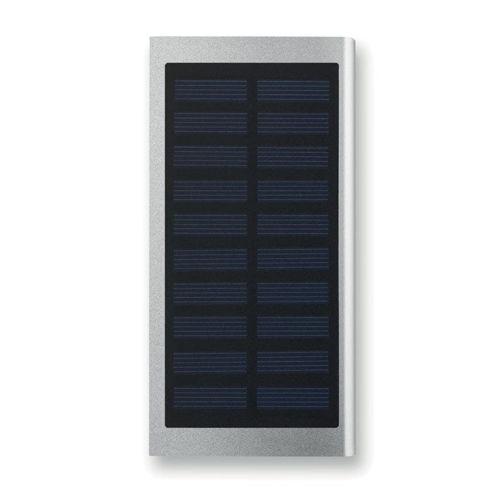 Power bank solare da 8000 mAh color argento - personalizzabile con logo