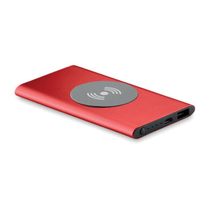 Power Bank wireless 4000mAh rosso - personalizzabile con logo