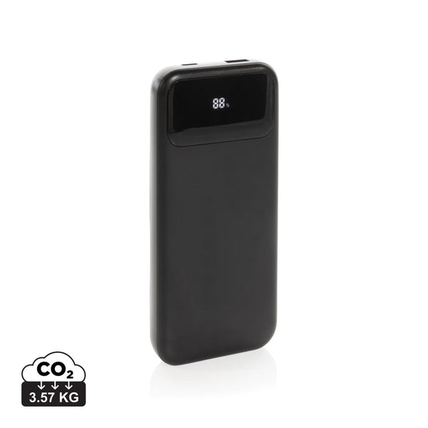 Powerbank 10.000 mAh Turbopack cavi integrati in rABS RCS nero - personalizzabile con logo