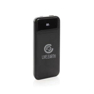 Powerbank 10.000 mAh Turbopack cavi integrati in rABS RCS nero - personalizzabile con logo