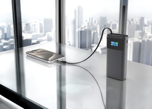 Powerbank 10000 mAh Quantum PD 45W RCS con schermo grigio - personalizzabile con logo
