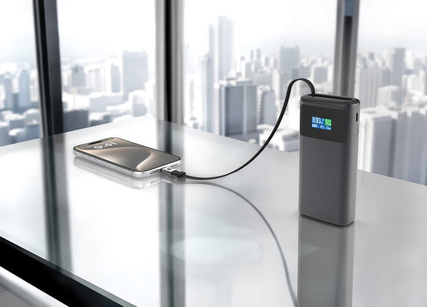 Powerbank 10000 mAh Quantum PD 45W RCS con schermo grigio - personalizzabile con logo